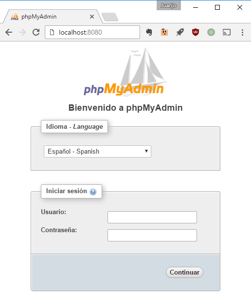 Interface de phpMyAdmin